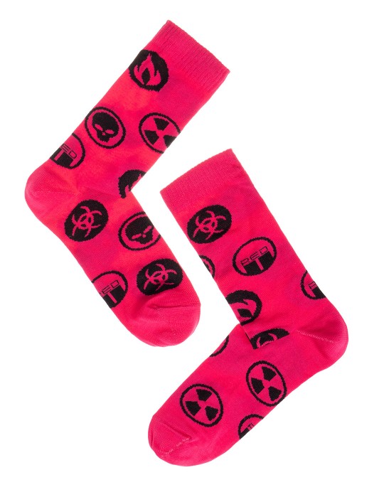 DOUBLE FUN Socks Biohazard Pink