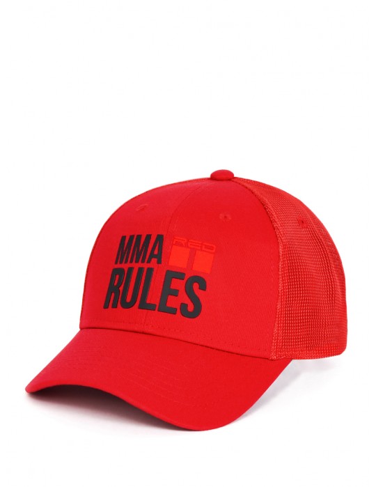 MMA RULES Red/Black Cap